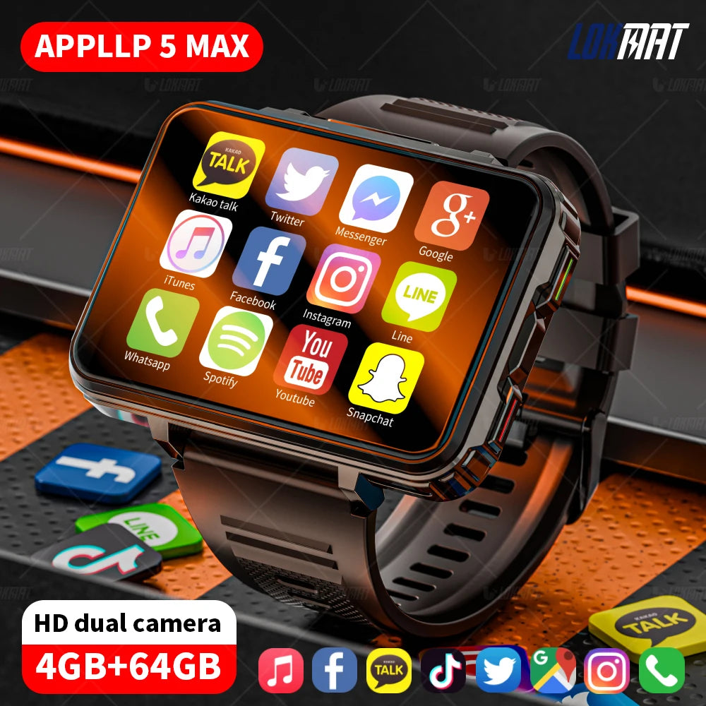 LOKMAT Android Smartwatch Phone With 4G Calls WiFi Dual Camera