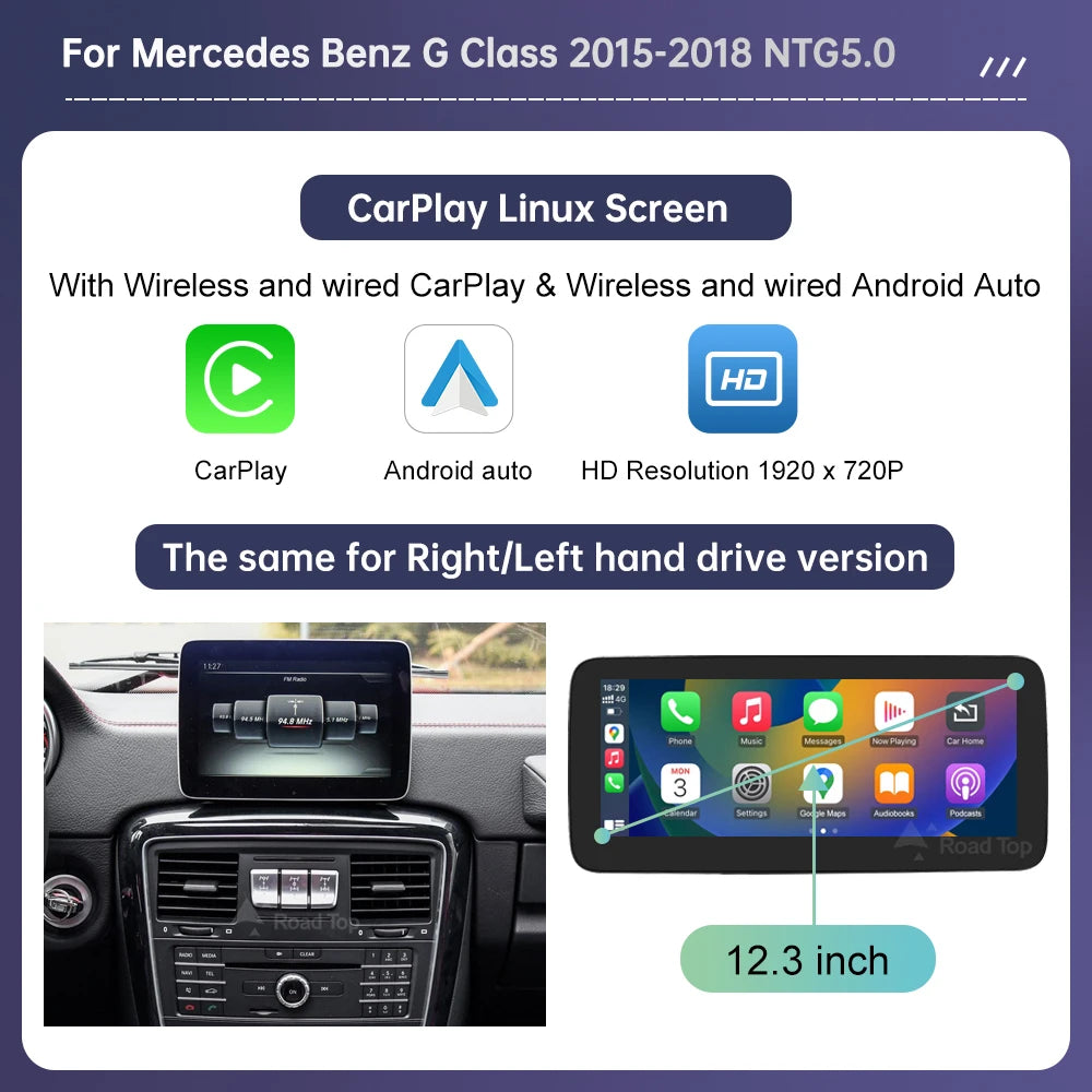 Road Top Mercedes G Class Touchscreen Radio With Wireless CarPlay Android Auto