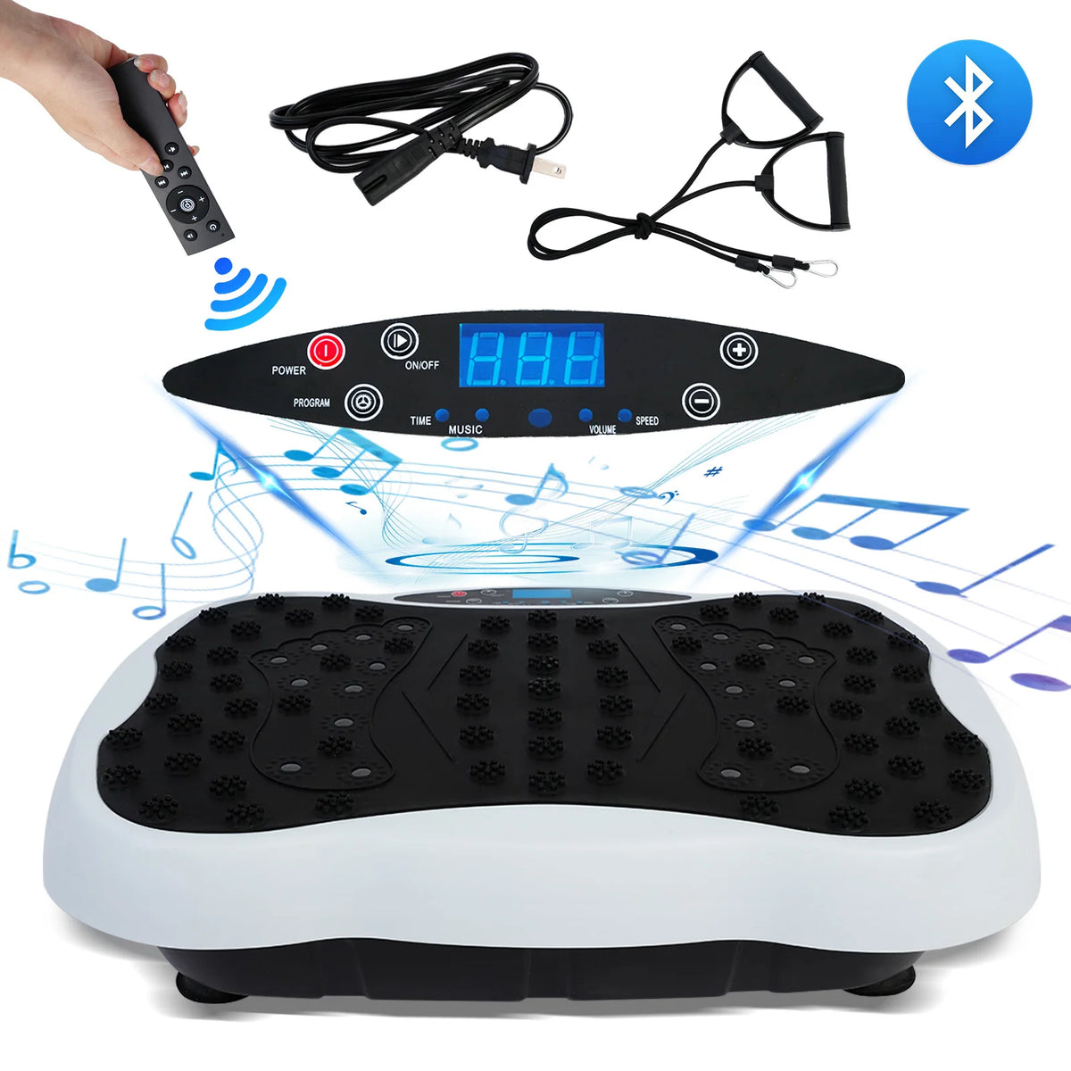 Whole Body Vibration Platform Exercise Machine With Resistance Bands and Remote Control