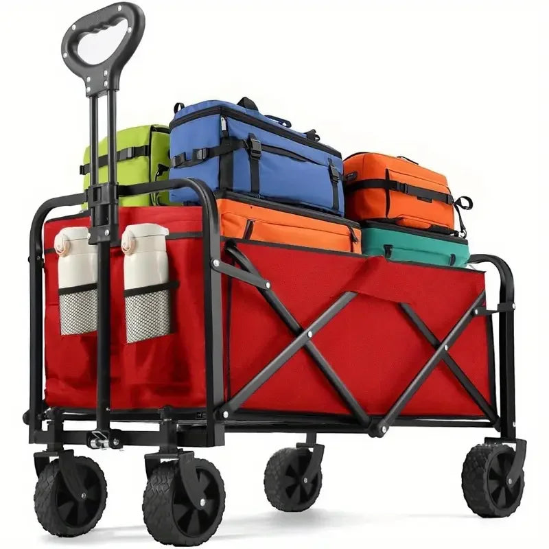 Foldable Heavy Duty Utility Wagon Cart With All Terrain Wheels