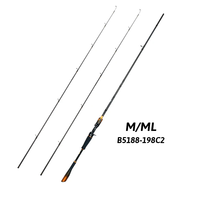 BIUTIFU Carbon Fishing Rod for Spinning and Baitcasting