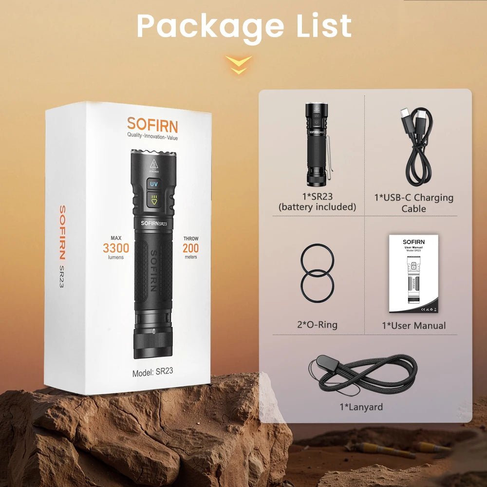 Sofirn SR23 UV Rechargeable Flashlight With Magnetic Tailcap
