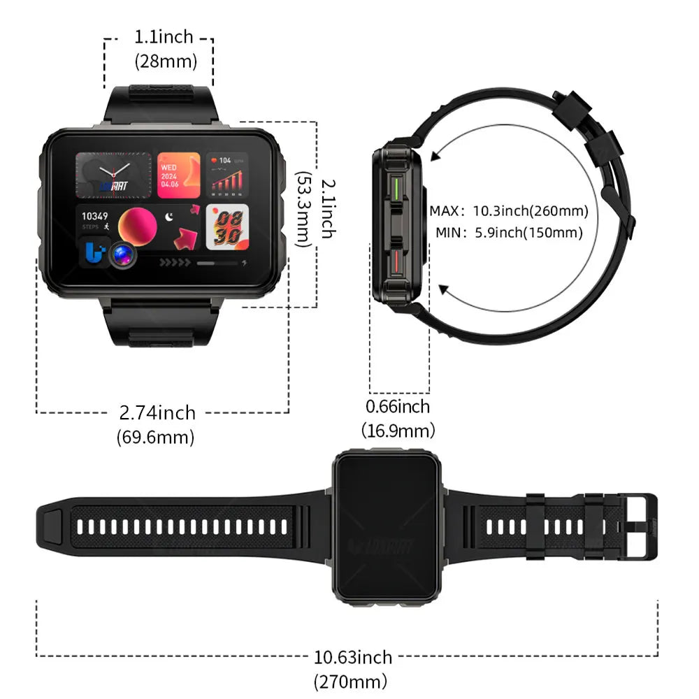 LOKMAT Android Smartwatch Phone With 4G Calls WiFi Dual Camera