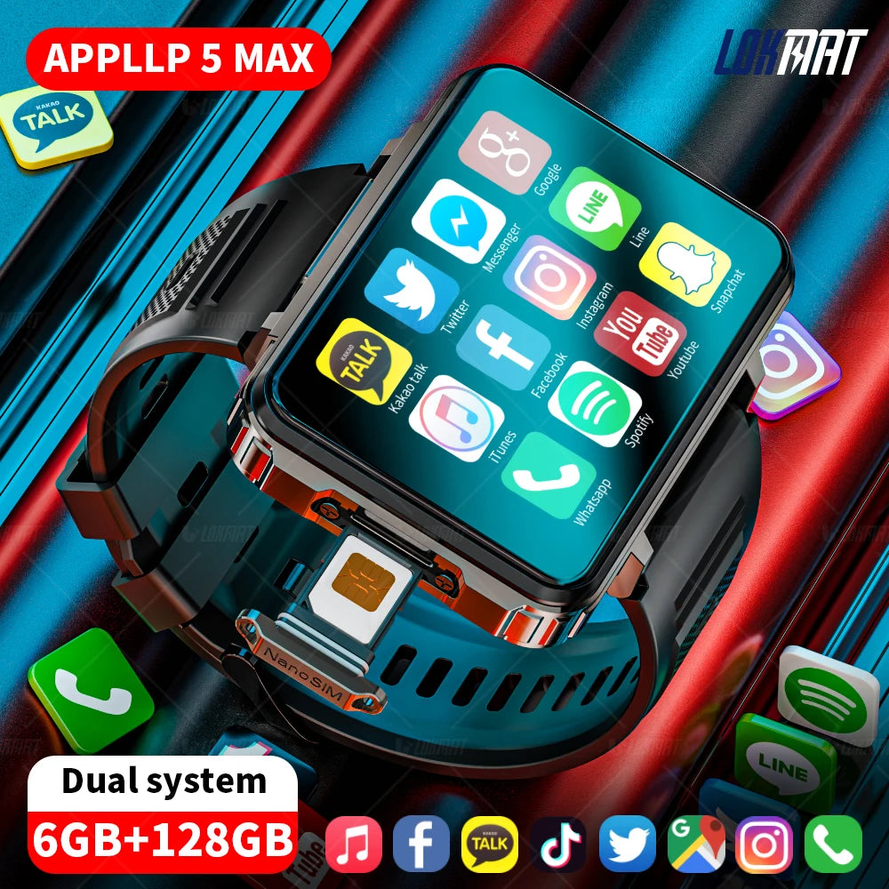 LOKMAT Android Smartwatch Phone With 4G Calls WiFi Dual Camera