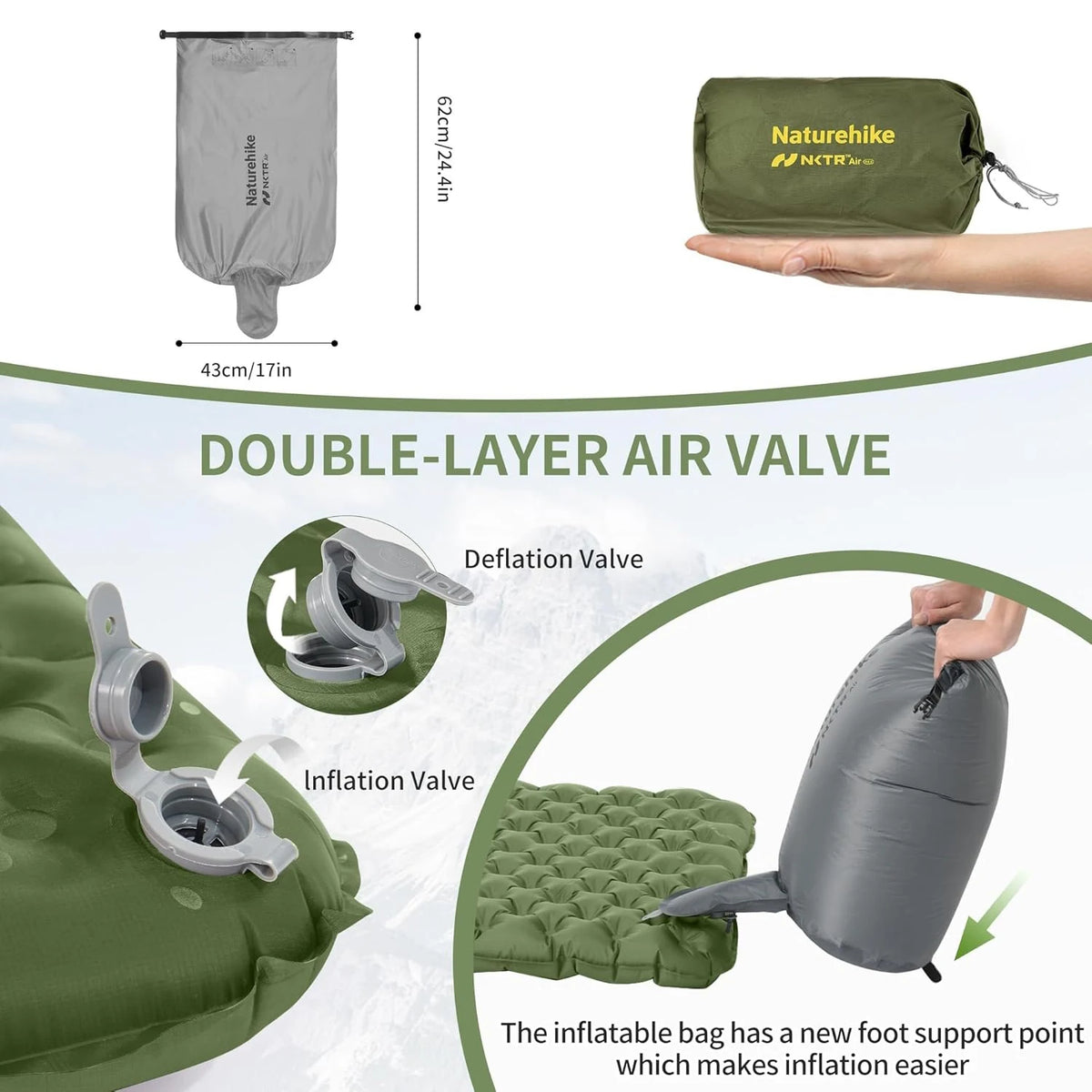 Naturehike Insulated Inflatable Sleeping Pad for Four Season Camping